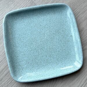 Glidden Pottery #33 Turquoise Blue Square 8" Plate Vintage Speckled Stoneware